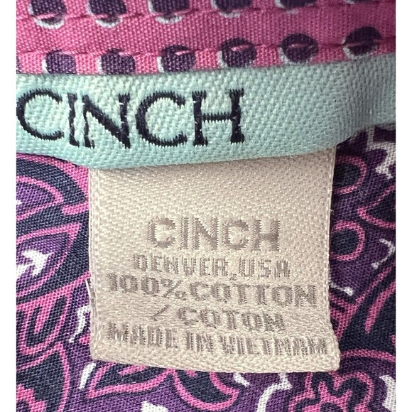 Cinch Shirt Mens XL Purple Paisley Button Down Flip Cuff  Western Cowboy Rodeo - Picture 16 of 16